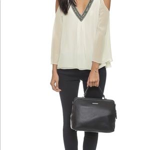Black leather satchel